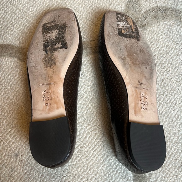Tory Burch Georgia Square Toe Snake Flats - Size 7.5 - Picture 4 of 4